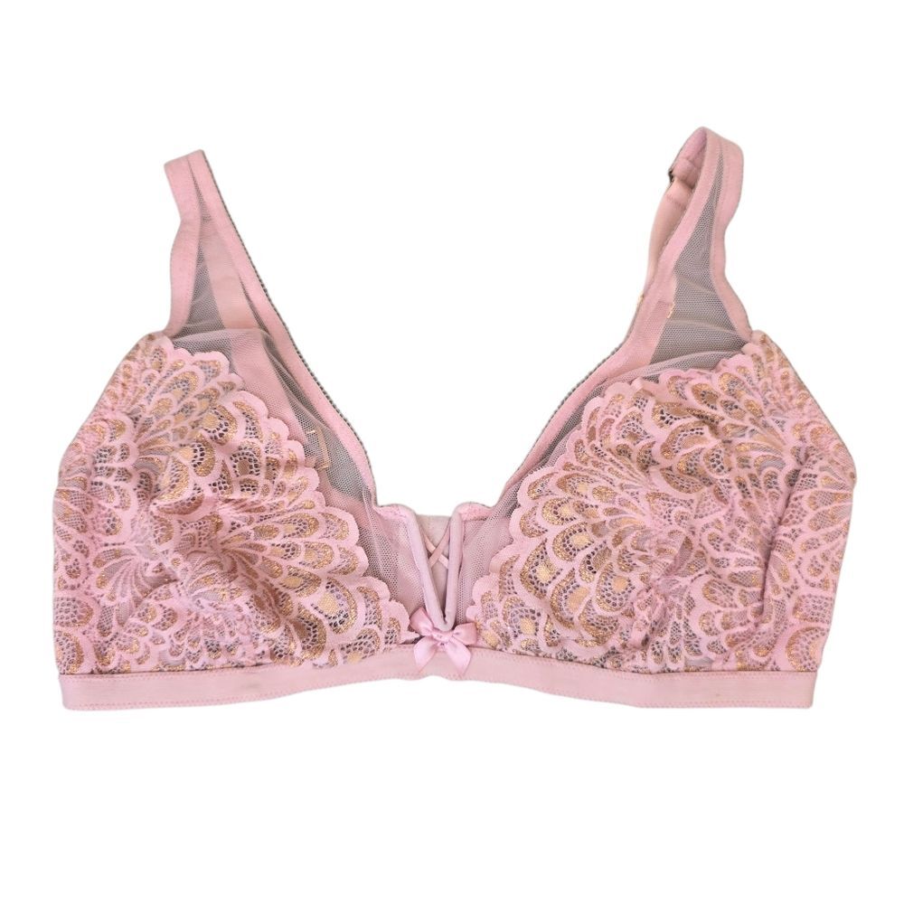 Savage X Fenty Women's 1X Light Pink Wireless Unlined Floral Lace Bralette